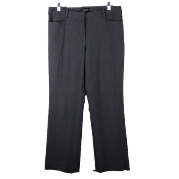 Talbots Signature Gray Mid Rise Flat Front Straight Leg Casual Trouser Pant - Picture 1 of 12